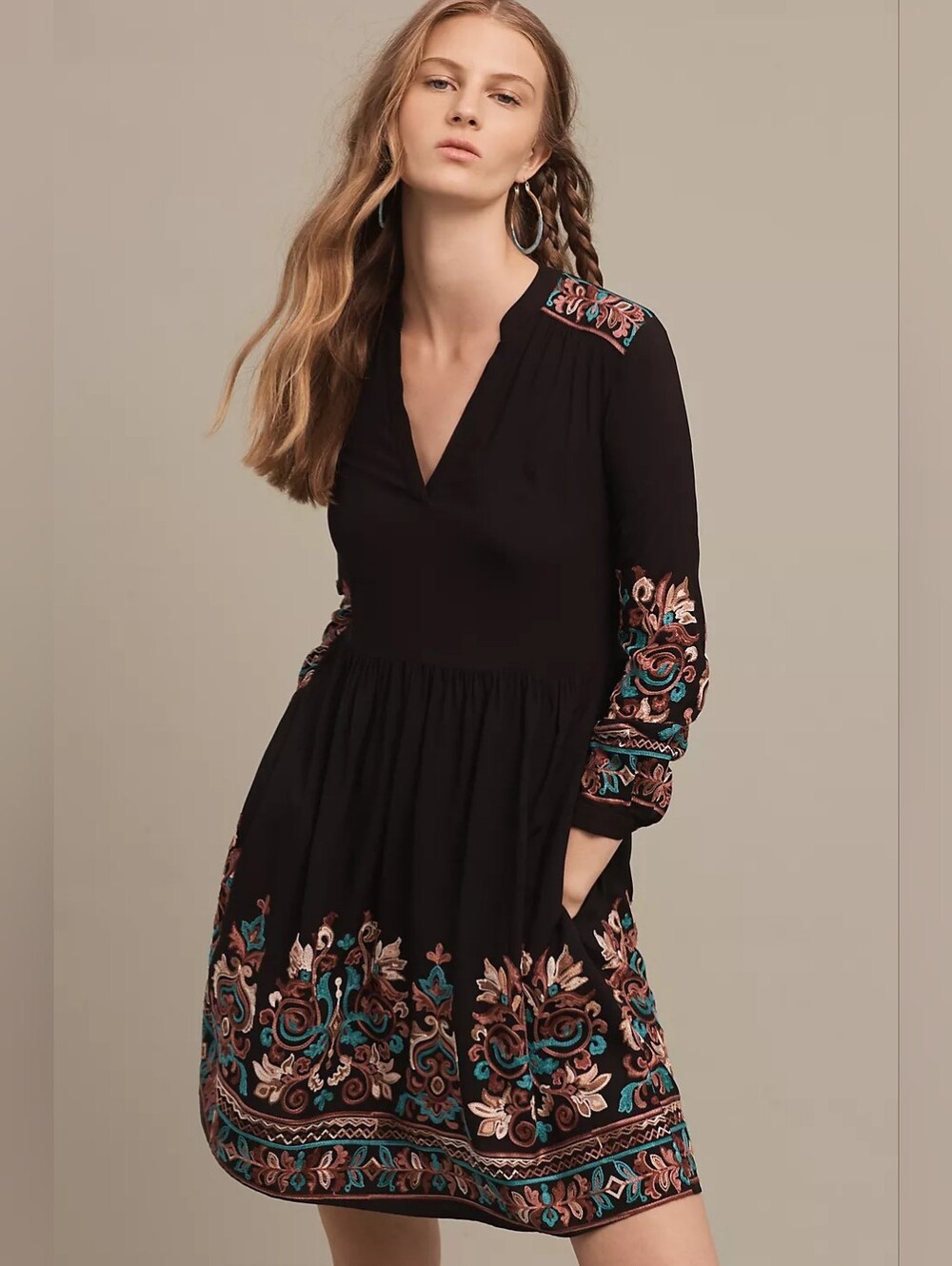 NWOT Anthropologie Floreat Avery Floral Embroidered Peasant Mini Dress Boho XS